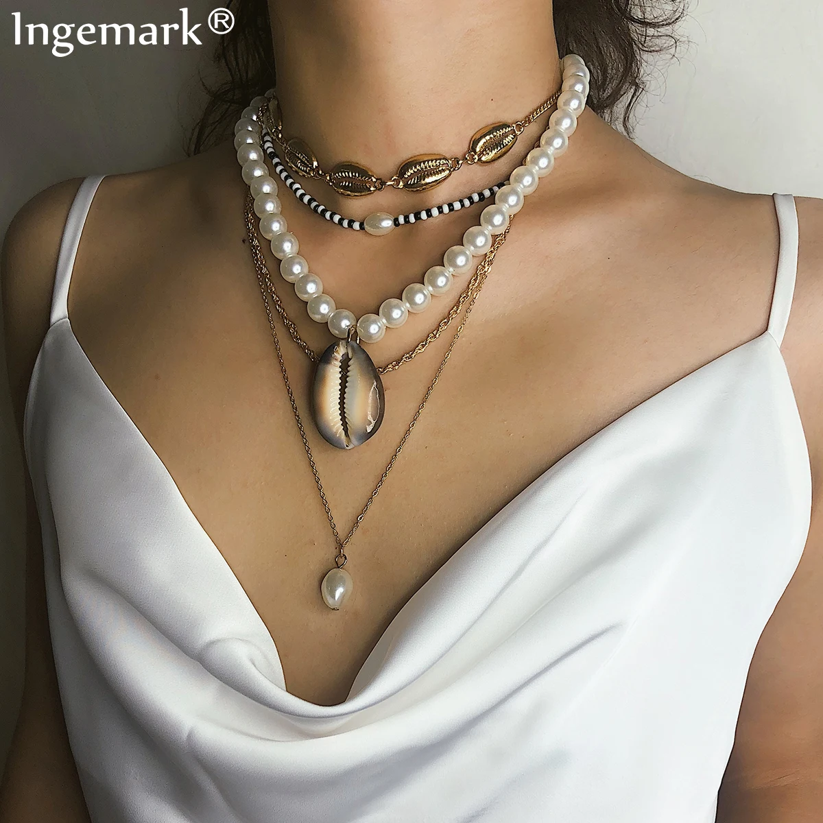 Ingemark Multi layer White Imitation Pearl Choker Necklace Bohemian Shell Pendant Necklaces Full Seashell Chain Women Jewelry
Ingemark Multi layer White Imitation Pearl Choker Necklace Bohemian Shell Pendant Necklaces Full Seashell Chain Women Jewelry