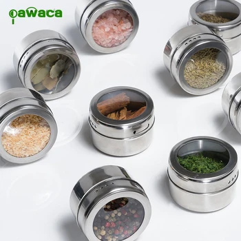 12pc/set Magnetic Spice Jars Organizer Cover with Hole Stainless Steel Spice Jars Storage Condiment Containers
12pc/set Magnetic Spice Jars Organizer Cover with Hole Stainless Steel Spice Jars Storage Condiment Containers