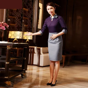 2018 High-end Hotel Waitress Work Uniform Dress Restaurant Elegant Purple Receptionist Overalls Beauty Salon SPA Uniforms
2018 High-end Hotel Waitress Work Uniform Dress Restaurant Elegant Purple Receptionist Overalls Beauty Salon SPA Uniforms