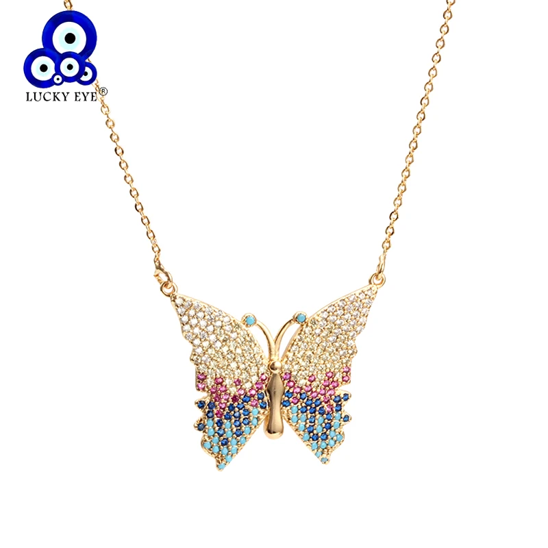 Lucky Eye Butterfly Pendant Necklace Micro Pave Zircon Gold Color Long Chain Necklace Jewelry Gifts for Women Female Lady EY6324
Lucky Eye Butterfly Pendant Necklace Micro Pave Zircon Gold Color Long Chain Necklace Jewelry Gifts for Women Female Lady EY6324
