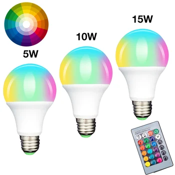 E27 LED 5/10/15W 16 Color Changing Magic Bulb 220V 110V RGB + White Remote Smart Light lamp Dimmable Memory + IR Remote Control
E27 LED 5/10/15W 16 Color Changing Magic Bulb 220V 110V RGB + White Remote Smart Light lamp Dimmable Memory + IR Remote Control