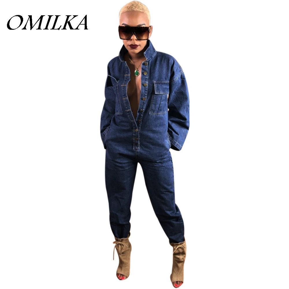 OMILKA 2018 Autumn Winter Women Flare Sleeve Turn Down Collar Denim Bandage Romper and Jumpsuit Casual Loose Blue Jeans Overalls
OMILKA 2018 Autumn Winter Women Flare Sleeve Turn Down Collar Denim Bandage Romper and Jumpsuit Casual Loose Blue Jeans Overalls