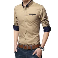 Legible Casual Social Formal shirt Men long Sleeve Shirt Business Slim Office Shirt male Cotton Mens Dress Shirts white 4XL 5XL image