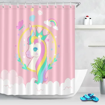 LB Funny Crown Unicorn Rainbow Butterfly Pink Shower Curtains Polyester Bathroom Curtain Fabric for Girl Kid Bathtub Home Decor
LB Funny Crown Unicorn Rainbow Butterfly Pink Shower Curtains Polyester Bathroom Curtain Fabric for Girl Kid Bathtub Home Decor