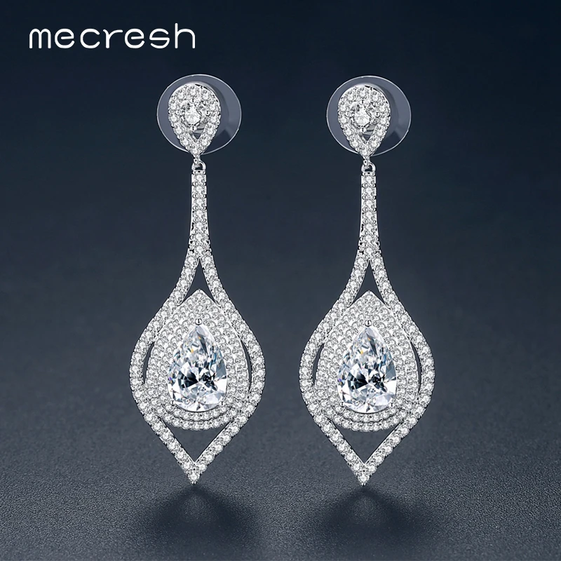 Mecresh AAA+ Clear Tear Drop Cubic Zirconia Women Wedding Earrings Jewelry 2019 Leaf Silver Color Bridal Hanging Earrings EH1129
Mecresh AAA+ Clear Tear Drop Cubic Zirconia Women Wedding Earrings Jewelry 2019 Leaf Silver Color Bridal Hanging Earrings EH1129