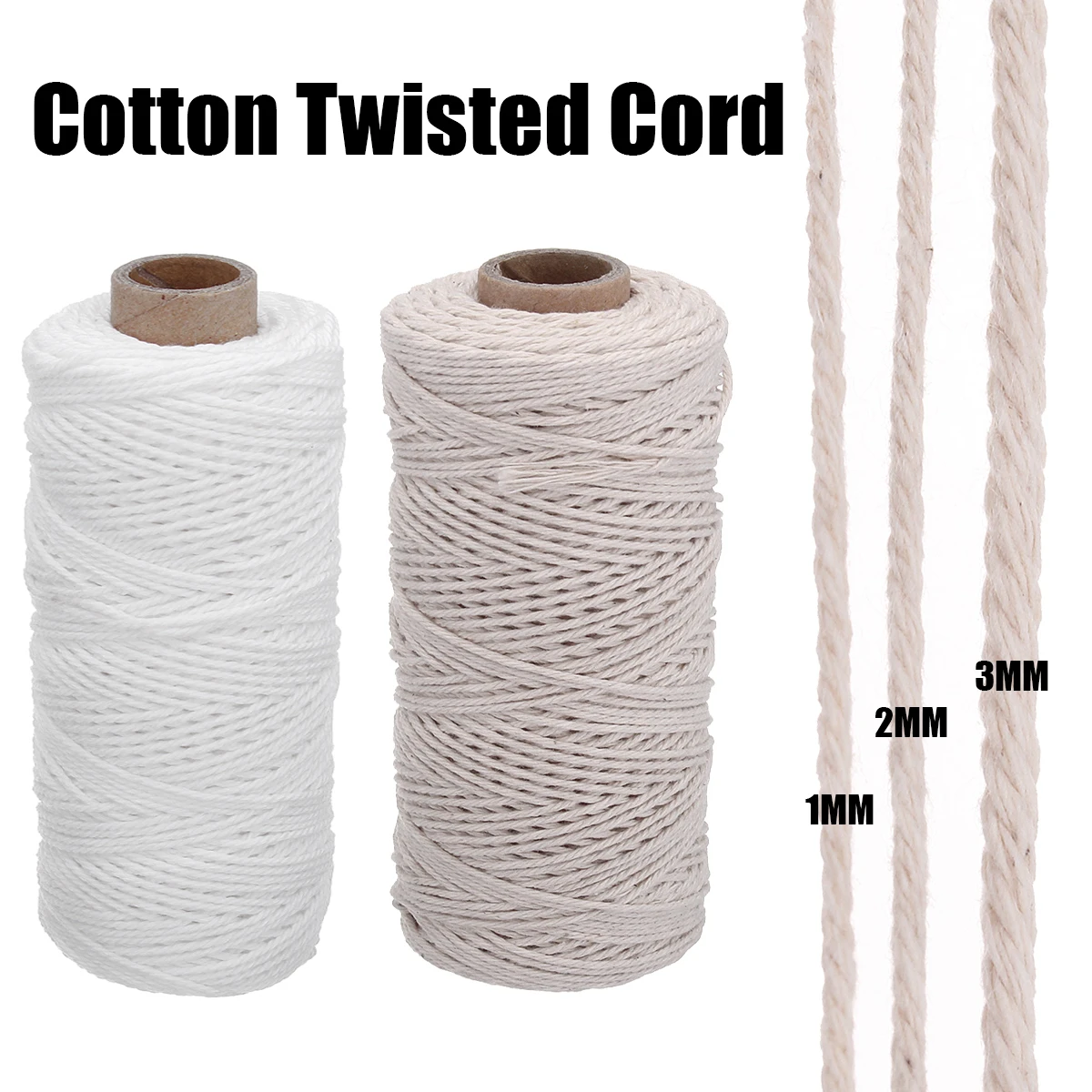 1/2/3mm Diameter White Beige 100M Cotton Twisted Cord Rope Craft Macrame Artcraft String DIY Handmade Braided Cotton Cord
1/2/3mm Diameter White Beige 100M Cotton Twisted Cord Rope Craft Macrame Artcraft String DIY Handmade Braided Cotton Cord