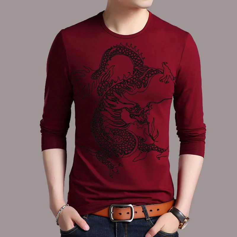HANQIU Dragon Print T-Shirt Men Spring Brand New Long Sleeved T Shirts Man 100% Cotton TShirts Chinese Style Tees Plus Size 5XL
HANQIU Dragon Print T-Shirt Men Spring Brand New Long Sleeved T Shirts Man 100% Cotton TShirts Chinese Style Tees Plus Size 5XL