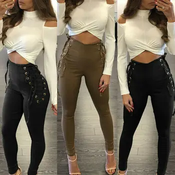 HOT Sexy Women Pants Fitness Stretch High Waist Slim Casual Lace Up Pants Bandage Trousers Women Clothing Female Apparel
HOT Sexy Women Pants Fitness Stretch High Waist Slim Casual Lace Up Pants Bandage Trousers Women Clothing Female Apparel