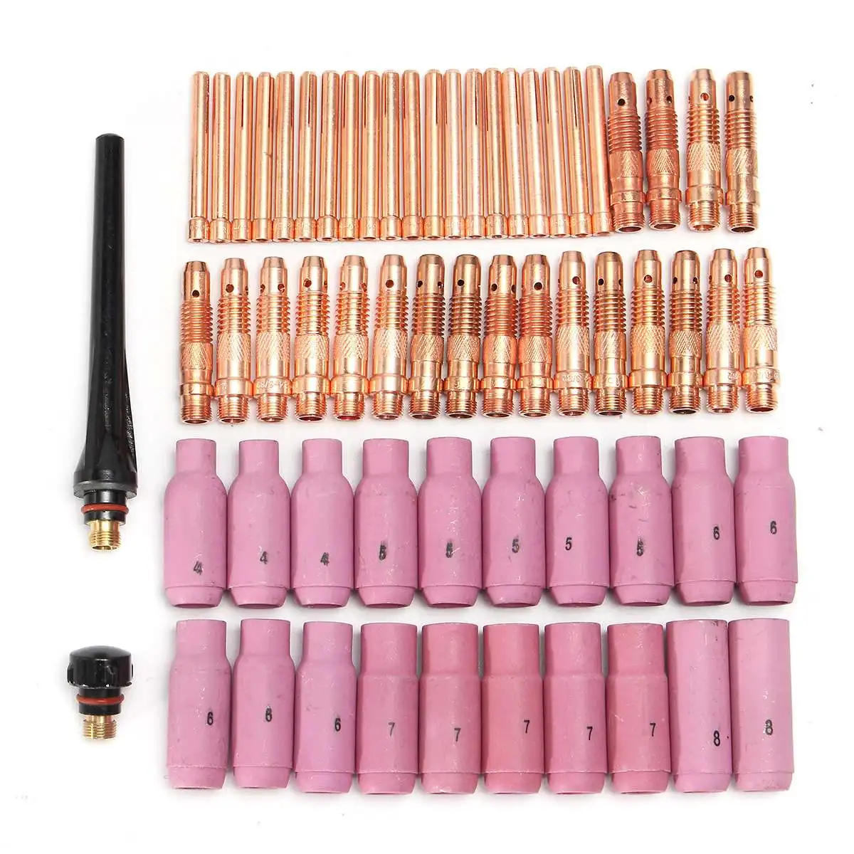 1Set 62Pcs TIG Welding Torch Ceramic Copper Nozzle Pyrex Cup for Welding Machine WP-26/17/18 Kit
1Set 62Pcs TIG Welding Torch Ceramic Copper Nozzle Pyrex Cup for Welding Machine WP-26/17/18 Kit