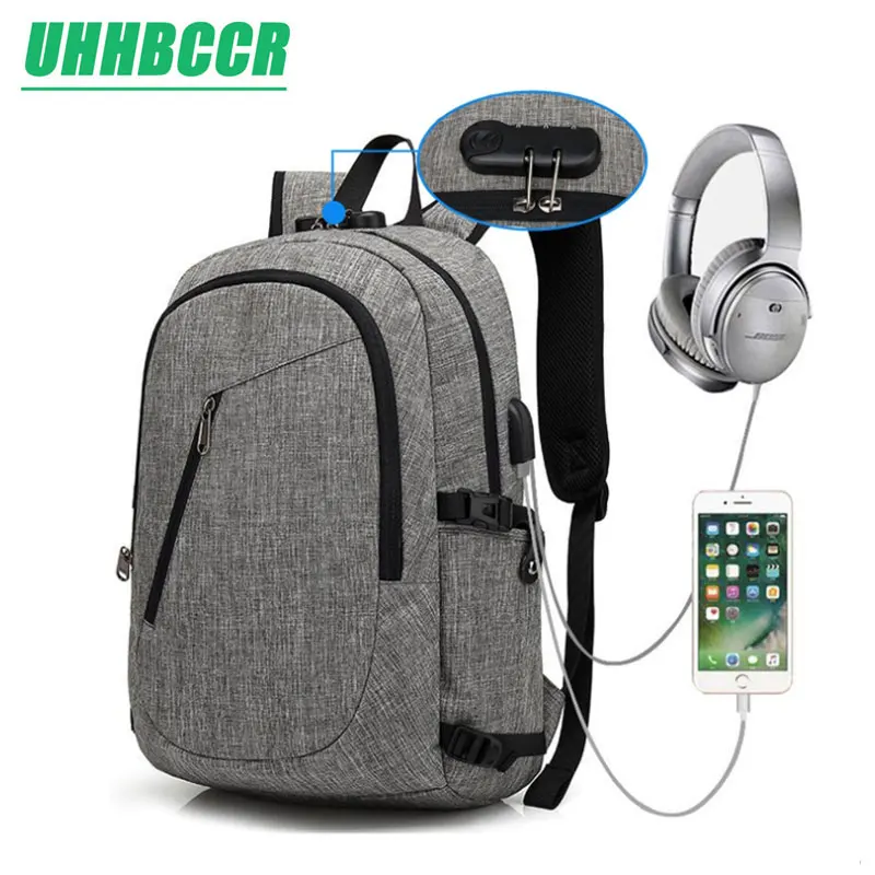 UHHBCCR Men Backpack Anti Theft Password Locks Man USB Charging Laptop Backpacks Whit Headphone Plug Casual Travel Bags mochila
UHHBCCR Men Backpack Anti Theft Password Locks Man USB Charging Laptop Backpacks Whit Headphone Plug Casual Travel Bags mochila
