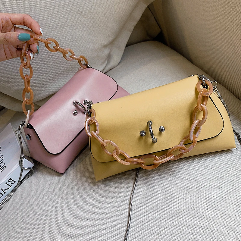 Fashion Acrylic Chain Women Shoulder Bags Designer Lock Chain Crossbody Bag Luxury Pu Female Handbags Vintage Small Purses 2019
Fashion Acrylic Chain Women Shoulder Bags Designer Lock Chain Crossbody Bag Luxury Pu Female Handbags Vintage Small Purses 2019