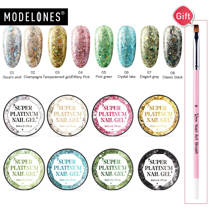 Modelones 9Pcs/Lot Shiny Platinum Glitter UV Gel Hybrid Soak Off Nail Gel Polish Semi Permanent Led Nail Varnish Sequins Gel
Modelones 9Pcs/Lot Shiny Platinum Glitter UV Gel Hybrid Soak Off Nail Gel Polish Semi Permanent Led Nail Varnish Sequins Gel