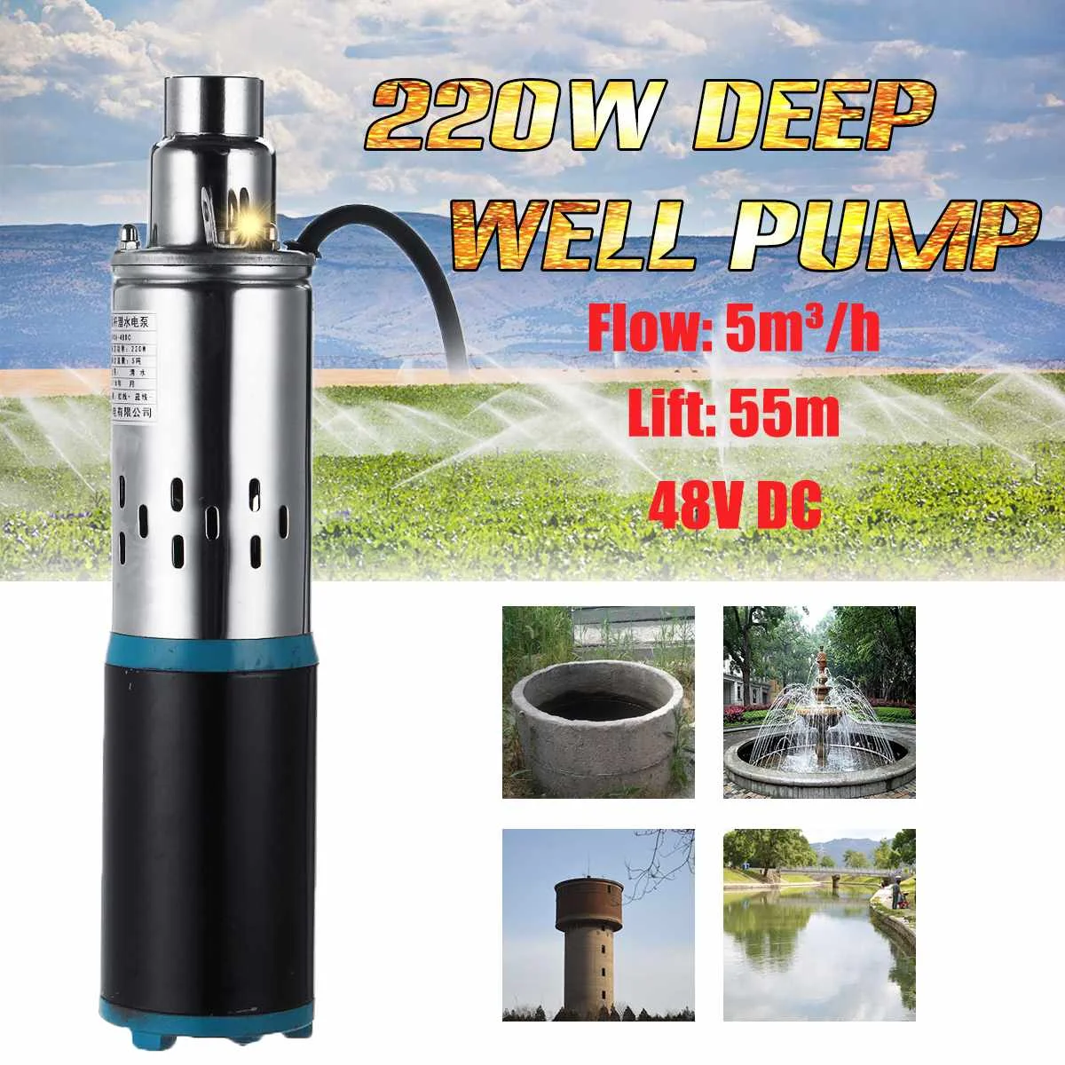 Solar Water Pump 48V/60V 220W 55m Deep Well Pump DC Screw Submersible Pump Irrigation Garden Home Agricultural
Solar Water Pump 48V/60V 220W 55m Deep Well Pump DC Screw Submersible Pump Irrigation Garden Home Agricultural