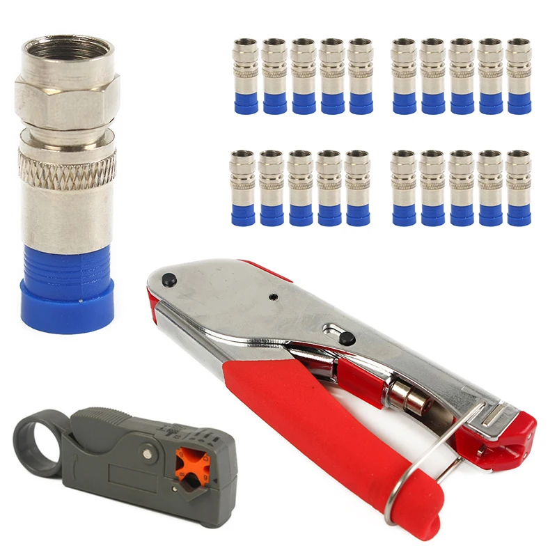 Coax Compression Crimper F-Type Compression Crimping Tool +Coaxial Crimper Cable Cutter +20pcs Connectors Hand Tool Set
Coax Compression Crimper F-Type Compression Crimping Tool +Coaxial Crimper Cable Cutter +20pcs Connectors Hand Tool Set