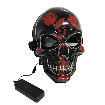 

Horror Voice Control Mask Halloween Black Bloody Thriller Head Glowing Mask LED Prom Party Scary Mask