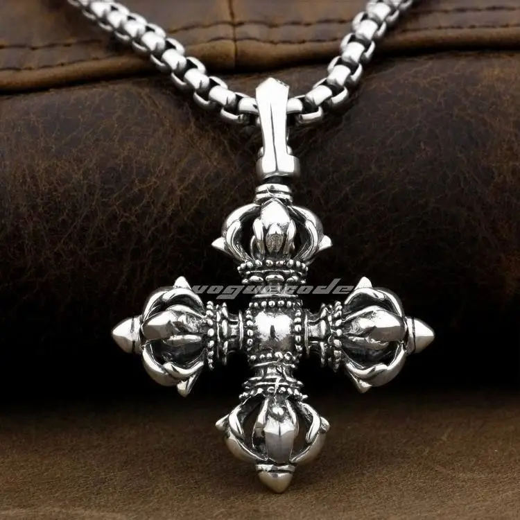 925 Sterling Silver Large Tibet Tibetan Vajra Dorje Mens Biker Pendant 9F002(Necklace 24inch)
925 Sterling Silver Large Tibet Tibetan Vajra Dorje Mens Biker Pendant 9F002(Necklace 24inch)