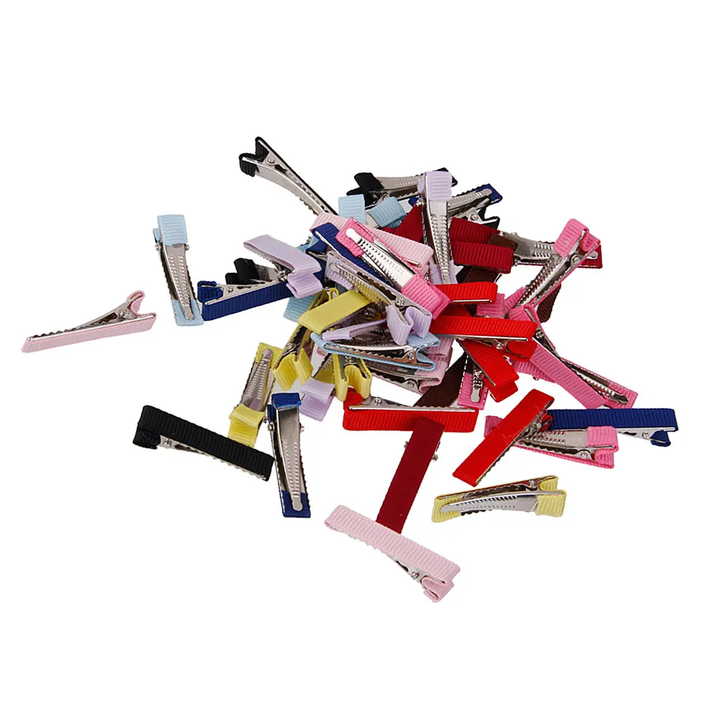 50Pcs/Pack Colorful Headwear Stain Coverd Hair Section Clip Hair Duck-Bill Clips for Baby Kids Children Girls Accs