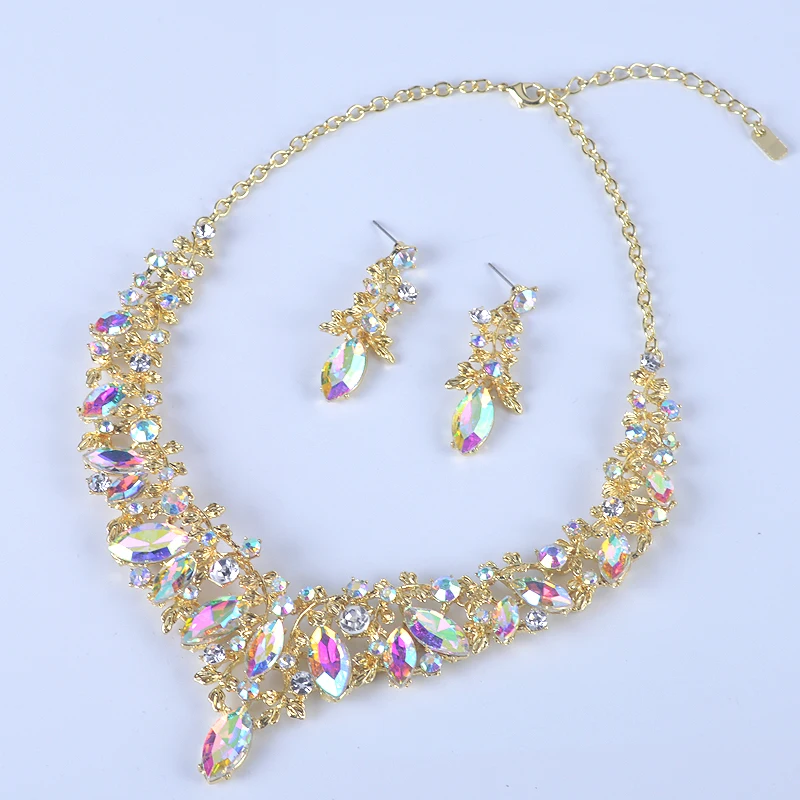 Fashion Crystal Indian Necklace Earring Jewelry Sets For Women Brides Bridal Wedding Party Costume Jewellery Accessories 4 Mallzona Fashion Crystal Indian Necklace Earring Jewelry Sets For Women Brides Bridal Wedding Party Costume Jewellery Accessories Mallzona