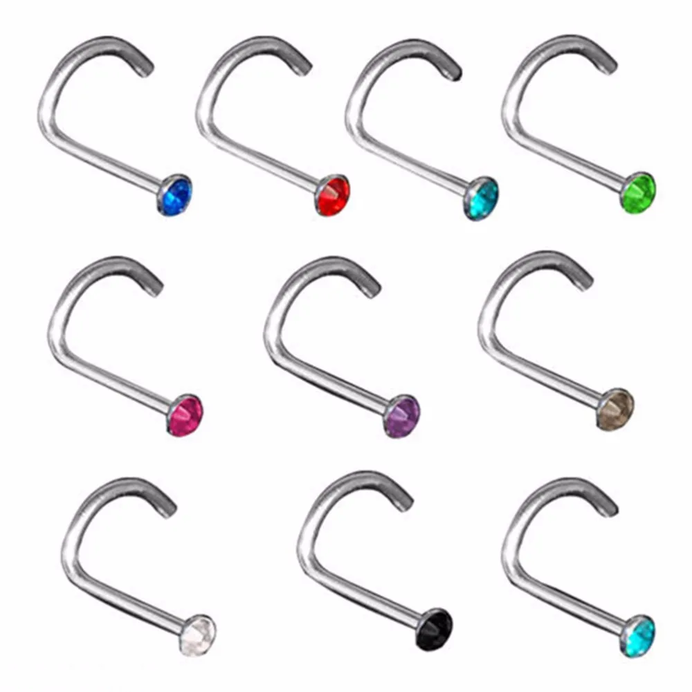 10Pcs Women Nose Studs Rings Rhinestone Hook Bone Bar Pin Piercing Jewelry White Color/Multicolor Body Jewelry
10Pcs Women Nose Studs Rings Rhinestone Hook Bone Bar Pin Piercing Jewelry White Color/Multicolor Body Jewelry