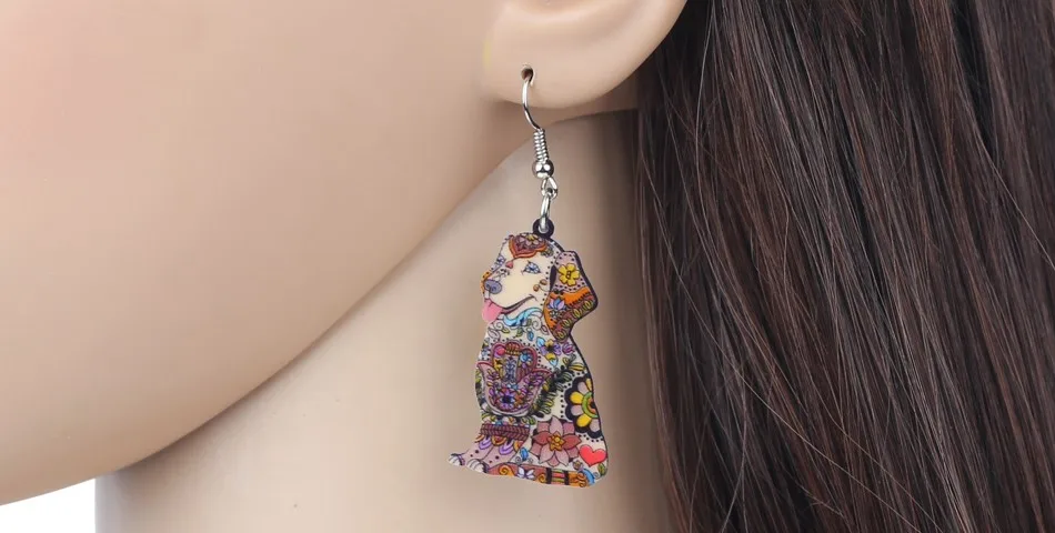 Bonsny Fashion Big Long Animal Acrylic Dangle Drop Labrador Dog Earrings 2016 News Style Fashion Jewelry For Girls Women 10