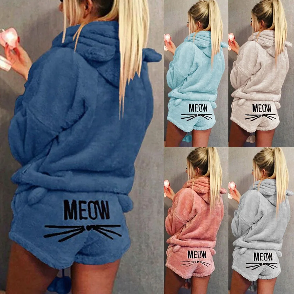 2PCS Women Cat Pajamas Warm Set Soft Bathrobe Cute Shorts Winter Sleepwear New Size S-5XL
2PCS Women Cat Pajamas Warm Set Soft Bathrobe Cute Shorts Winter Sleepwear New Size S-5XL