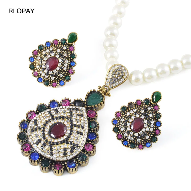 Turkish Water Drop Pendant Pearl Necklace And Earrings Set old gold Elegant Jewelry Set for bridal
Turkish Water Drop Pendant Pearl Necklace And Earrings Set old gold Elegant Jewelry Set for bridal
