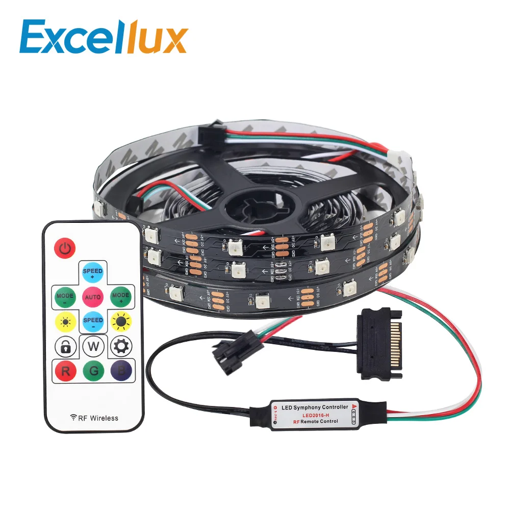 1 Set DC5V LED Strip light 2812B WS2812 30Leds/m No Waterproof+14Key RF Wireless Remote controller & SATA Power Supply Interface
1 Set DC5V LED Strip light 2812B WS2812 30Leds/m No Waterproof+14Key RF Wireless Remote controller & SATA Power Supply Interface