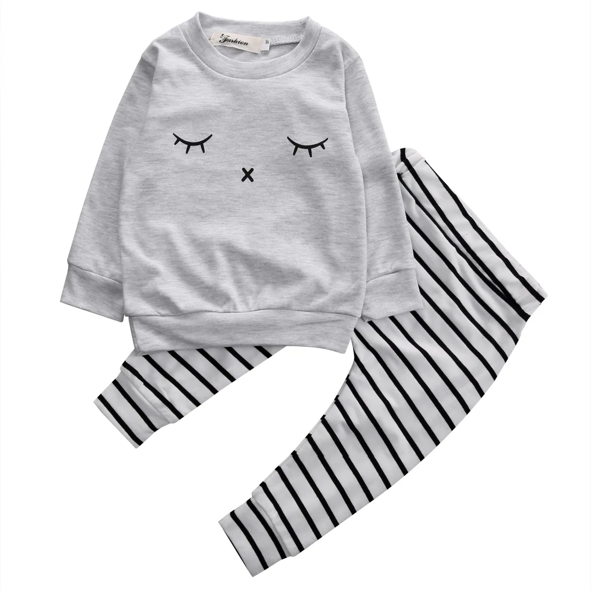 Cute Newborn Baby Girl Boy Clothes eyelash Tops T-shirt Long Sleeve + Striped Pants Casual 2pcs Outfits Set Autumn
Cute Newborn Baby Girl Boy Clothes eyelash Tops T-shirt Long Sleeve + Striped Pants Casual 2pcs Outfits Set Autumn