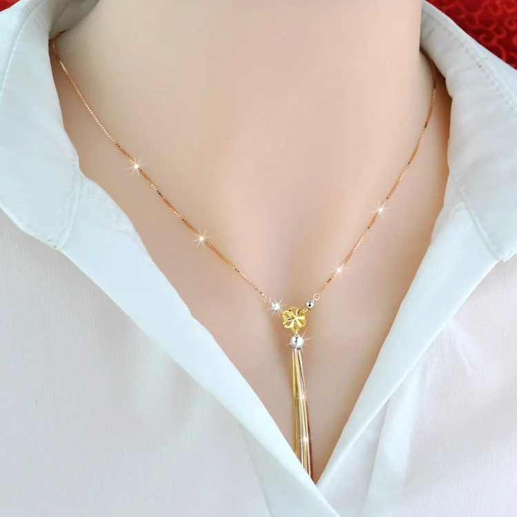 silver necklace female net red with the same collar chain simple fringed Silver 18K Necklace Gift Valentine's Day gift | Украшения и