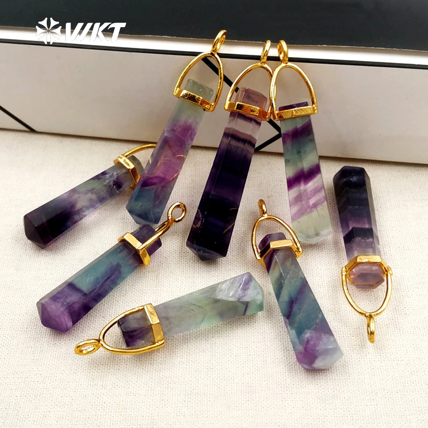 WT-P475 new !wholesale fashion stone pendant beautiful Natural rainbow fluorite with gold electroplated for necklace making
WT-P475 new !wholesale fashion stone pendant beautiful Natural rainbow fluorite with gold electroplated for necklace making