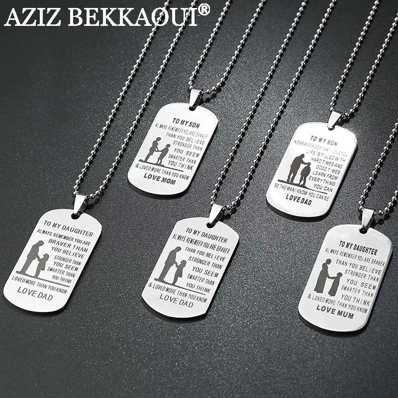 AZIZ BEKKAOUI 24 Styles "TO MY SON" Stainless Steel Pendant Necklaces Engraved Name ID Tag Necklaces Lover Jewelry Family Gift
AZIZ BEKKAOUI 24 Styles "TO MY SON" Stainless Steel Pendant Necklaces Engraved Name ID Tag Necklaces Lover Jewelry Family Gift