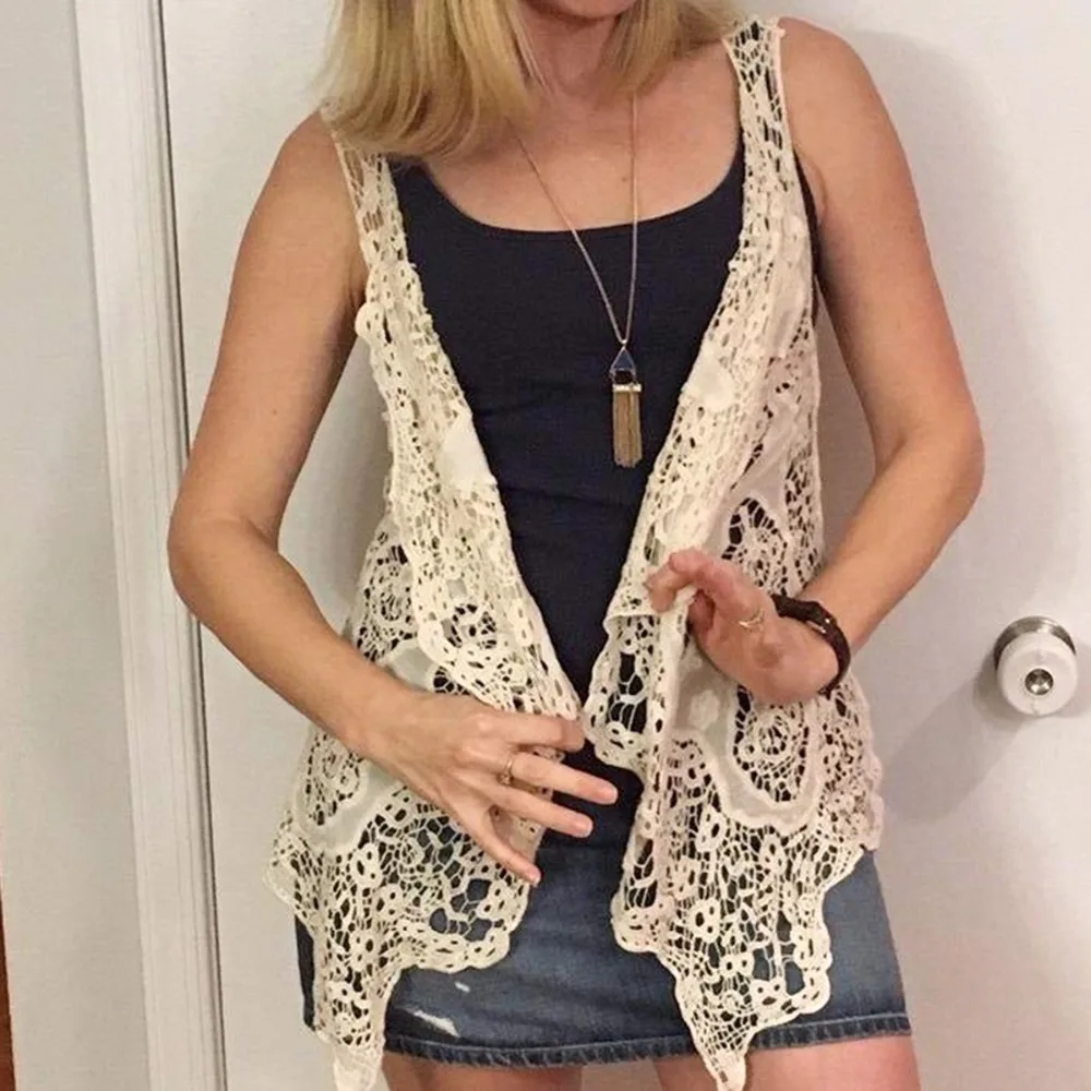 Asymmetric Boho Knitted Jacket 2018 Summer Autumn Women Sleeveless Retro Crochet Cardigan Embroidery Mesh Jackets Beach Cover Up
Asymmetric Boho Knitted Jacket 2018 Summer Autumn Women Sleeveless Retro Crochet Cardigan Embroidery Mesh Jackets Beach Cover Up