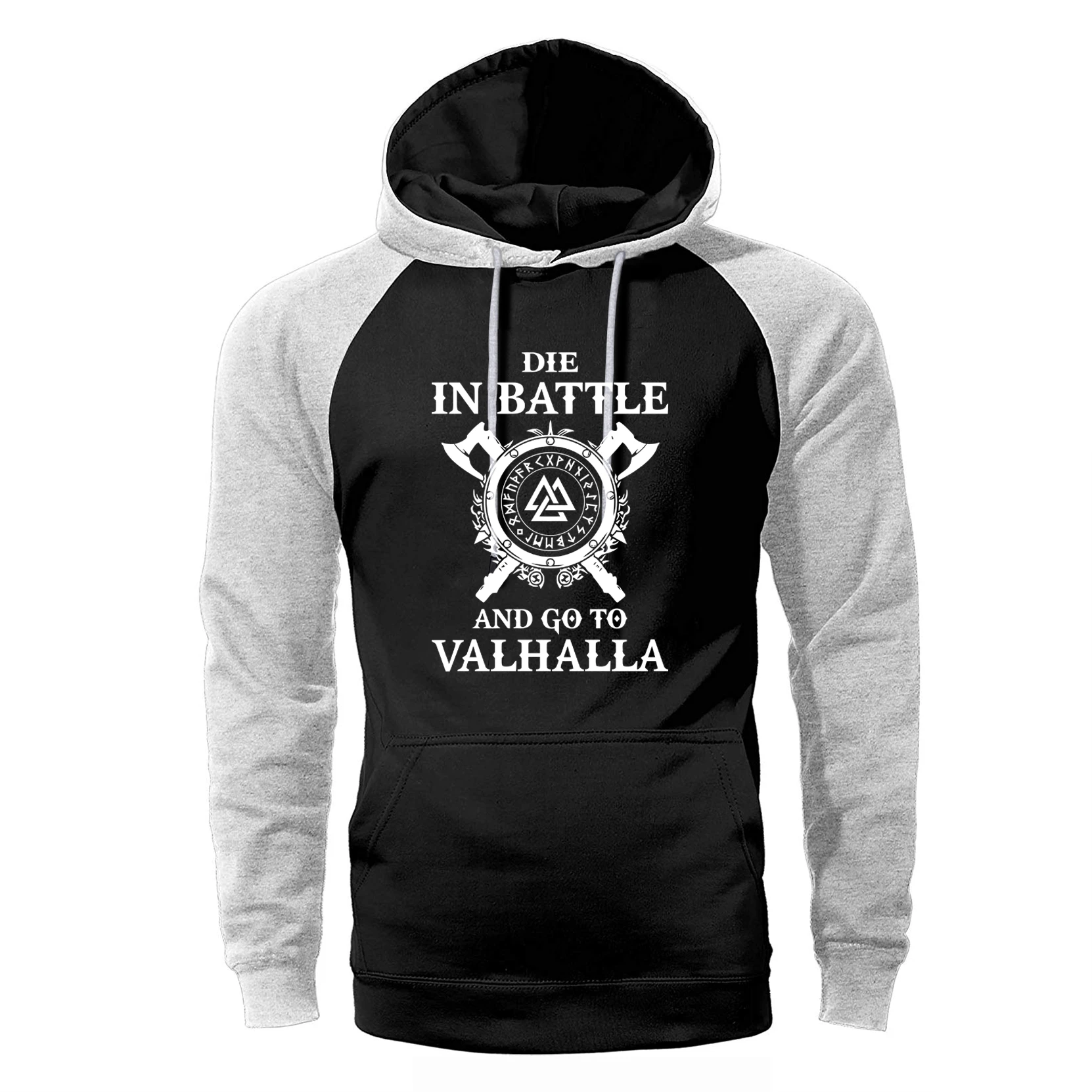 Толстовка реглан Одина Викинга мужская толстовка с капюшоном Die In Battle And Go To Valhalla