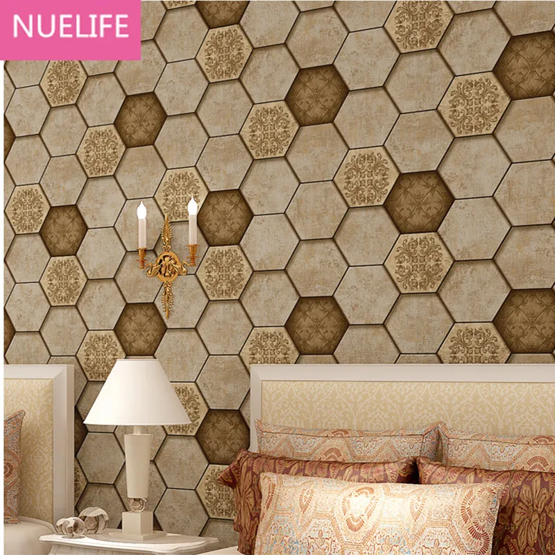 

0.53x10 Meter Nostalgic Honeycomb Pattern PVC Wallpaper Personality Fashion Bar Cafe Bedroom Living Room Shop Wallpaper N12