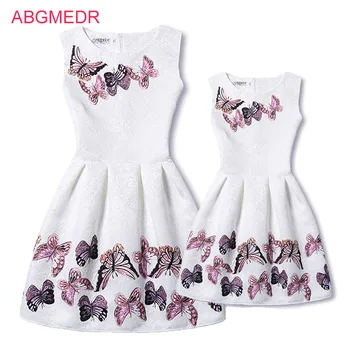 ABGMEDR Mother Daughter Dresses Girls Vintage Printed