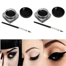 Hot Best Deal 2 PCS Mini Eyeliner Gel Creme Com Escova da Composição Cosmetic Preto Vida À Prova D' Água Eye Liner J16X10(China)