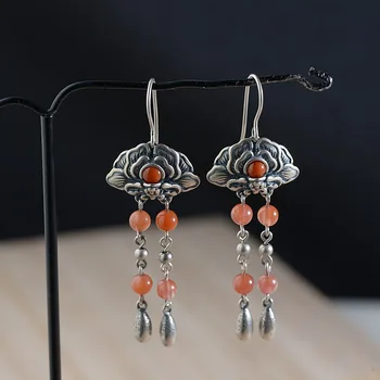 FNJ 925 Silver Flower Earrings for Women Jewelry Red Stone 100% S925 Sterling Silver boucle d'oreille Tassel Drop Earring
FNJ 925 Silver Flower Earrings for Women Jewelry Red Stone 100% S925 Sterling Silver boucle d'oreille Tassel Drop Earring