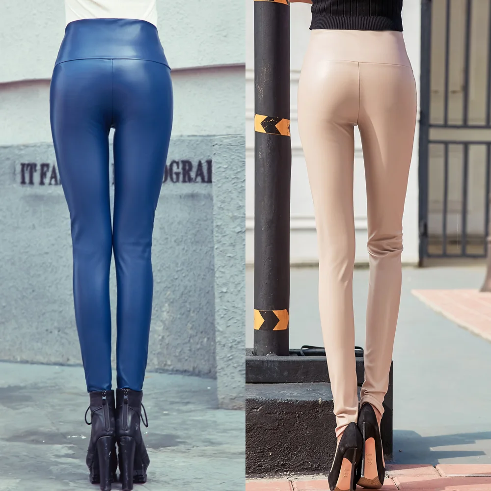 2019 Spring and Autumn Women Elastic PU Leather Velvet High Waist Thick Warm leggings Slim Pencil Pants Colorful Trousers Female
2019 Spring and Autumn Women Elastic PU Leather Velvet High Waist Thick Warm leggings Slim Pencil Pants Colorful Trousers Female