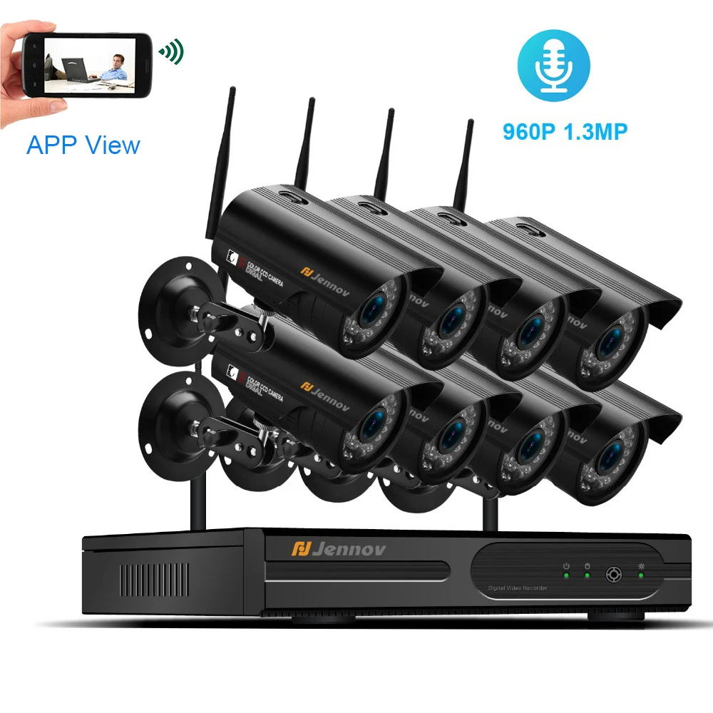 Einnov 8Ch CCTV Wireless Home Security Camera System 960P wifi Video Surveillance Kit BVR Set HD IR Led Lights Night Vision Ip66
Einnov 8Ch CCTV Wireless Home Security Camera System 960P wifi Video Surveillance Kit BVR Set HD IR Led Lights Night Vision Ip66
