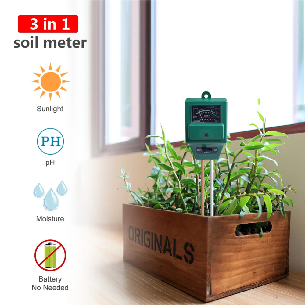 3in1 Plant Flowers Soil PH Tester/Moisture/Light Meter Portable Gardening Supplies PH Soil Planting Monitoring Instrument
3in1 Plant Flowers Soil PH Tester/Moisture/Light Meter Portable Gardening Supplies PH Soil Planting Monitoring Instrument