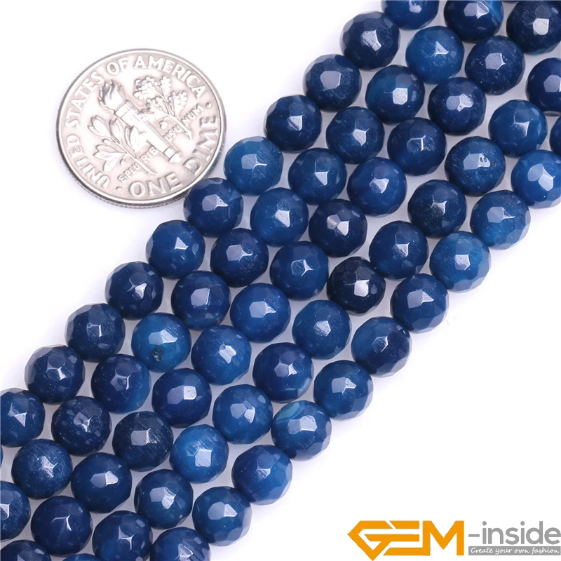 

Dark Blue Agates Faceted Round Beads For Jewelry Making Strand 15 Inch DIY Bracelet Necklace Jewelry Bead 6mm 8mm 10mm