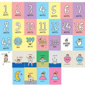 32 Pcs/Set Month Card Baby Monthly Newborn Pregnant Photos Funny Cartoon Photography Photo Cards Stickers Shot Record
32 Pcs/Set Month Card Baby Monthly Newborn Pregnant Photos Funny Cartoon Photography Photo Cards Stickers Shot Record
