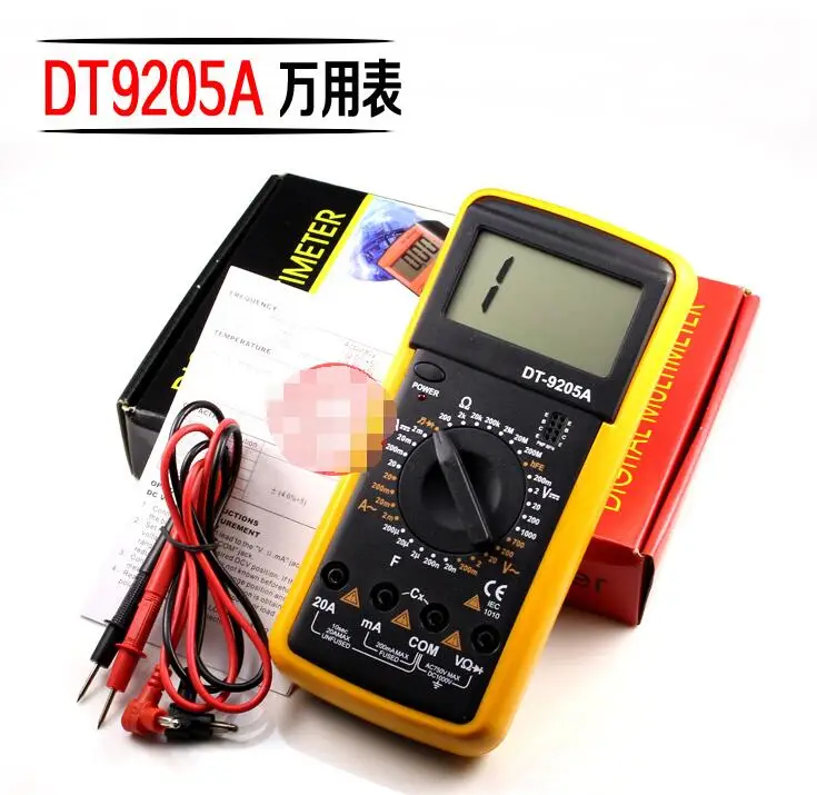 DT9205 LCD Digital Multimeter Voltmeter 1999 Backlight Multimeter Voltmeter Ohmmeter Ammeter Tester With buzzer Tester
DT9205 LCD Digital Multimeter Voltmeter 1999 Backlight Multimeter Voltmeter Ohmmeter Ammeter Tester With buzzer Tester