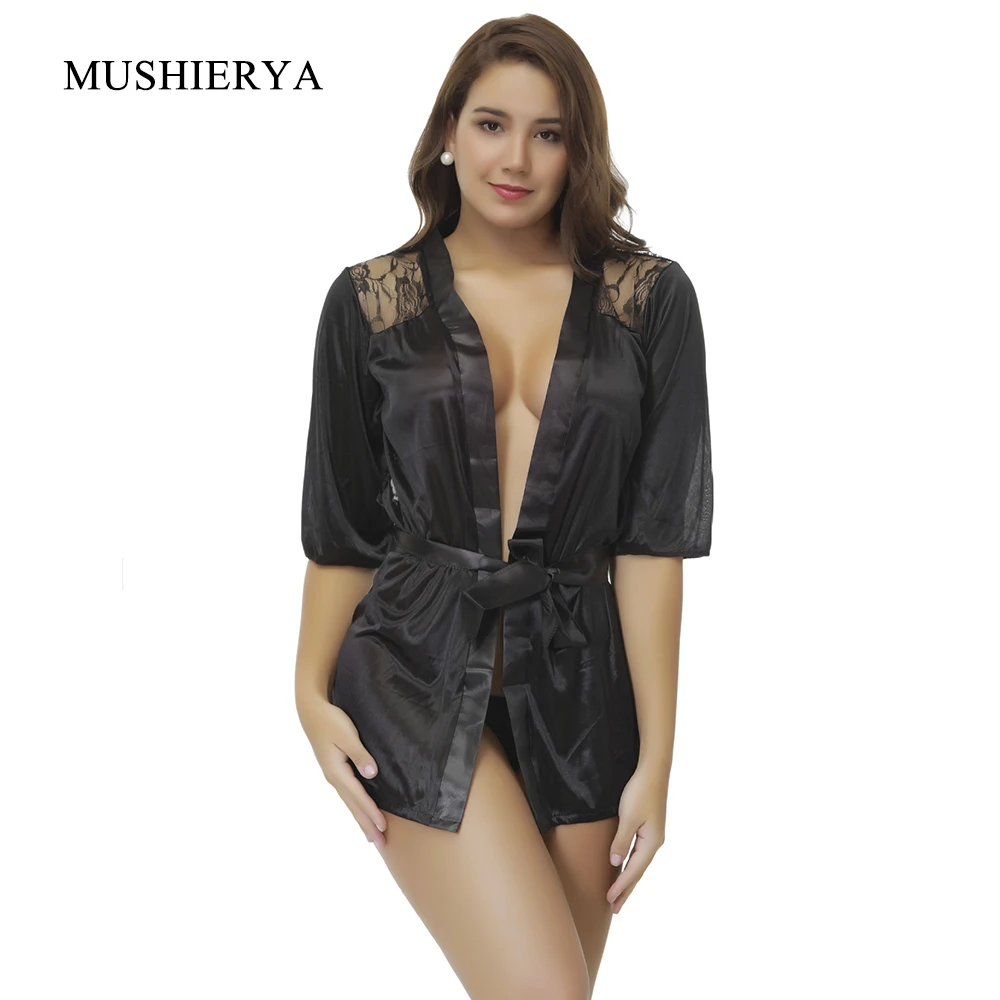 MUSHIERYA New Hot Sexy Lingerie Plus Size Satin Lace Black Kimono Intimate Sleepwear Robe Sexy Night Gown Women Erotic Underwear
MUSHIERYA New Hot Sexy Lingerie Plus Size Satin Lace Black Kimono Intimate Sleepwear Robe Sexy Night Gown Women Erotic Underwear