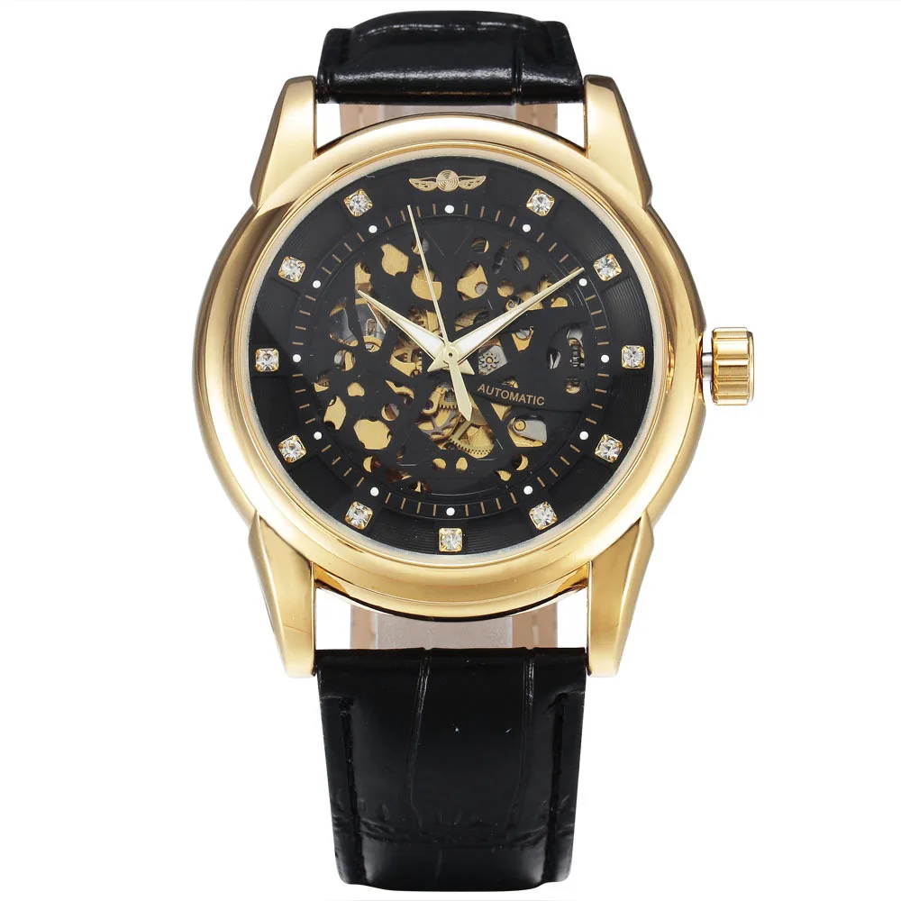New Fashion WINNER Automatic Mechanical Men Watches Diamond Index Multi-Layer Skeleton Dial Leather Strap Male Dress Wristwatch
New Fashion WINNER Automatic Mechanical Men Watches Diamond Index Multi-Layer Skeleton Dial Leather Strap Male Dress Wristwatch