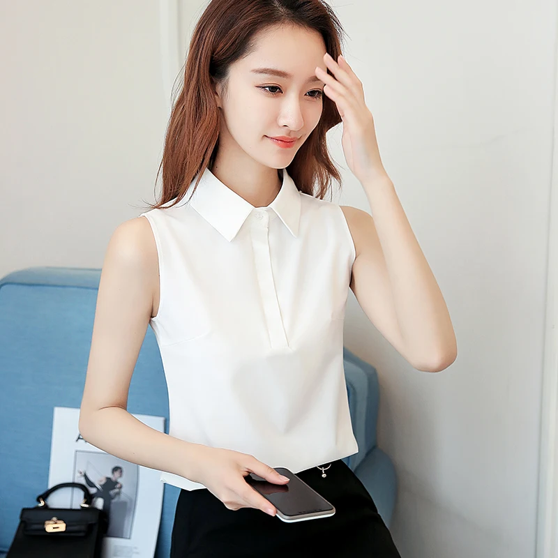 Office Work Wear Women Spring Summer Style Chiffon Blouses Shirts Lady Casual Sleeveless Turn-down Collar Blusas Tops DF1813
Office Work Wear Women Spring Summer Style Chiffon Blouses Shirts Lady Casual Sleeveless Turn-down Collar Blusas Tops DF1813