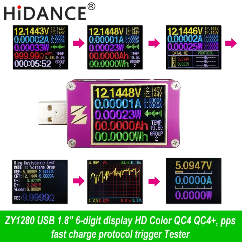 HiDANCE qc4.0+PD3.0 2.0PPS DASH usb tester digital voltmeter ammeter voltimetro dc power volt meter test voltage doctor detector
HiDANCE qc4.0+PD3.0 2.0PPS DASH usb tester digital voltmeter ammeter voltimetro dc power volt meter test voltage doctor detector
