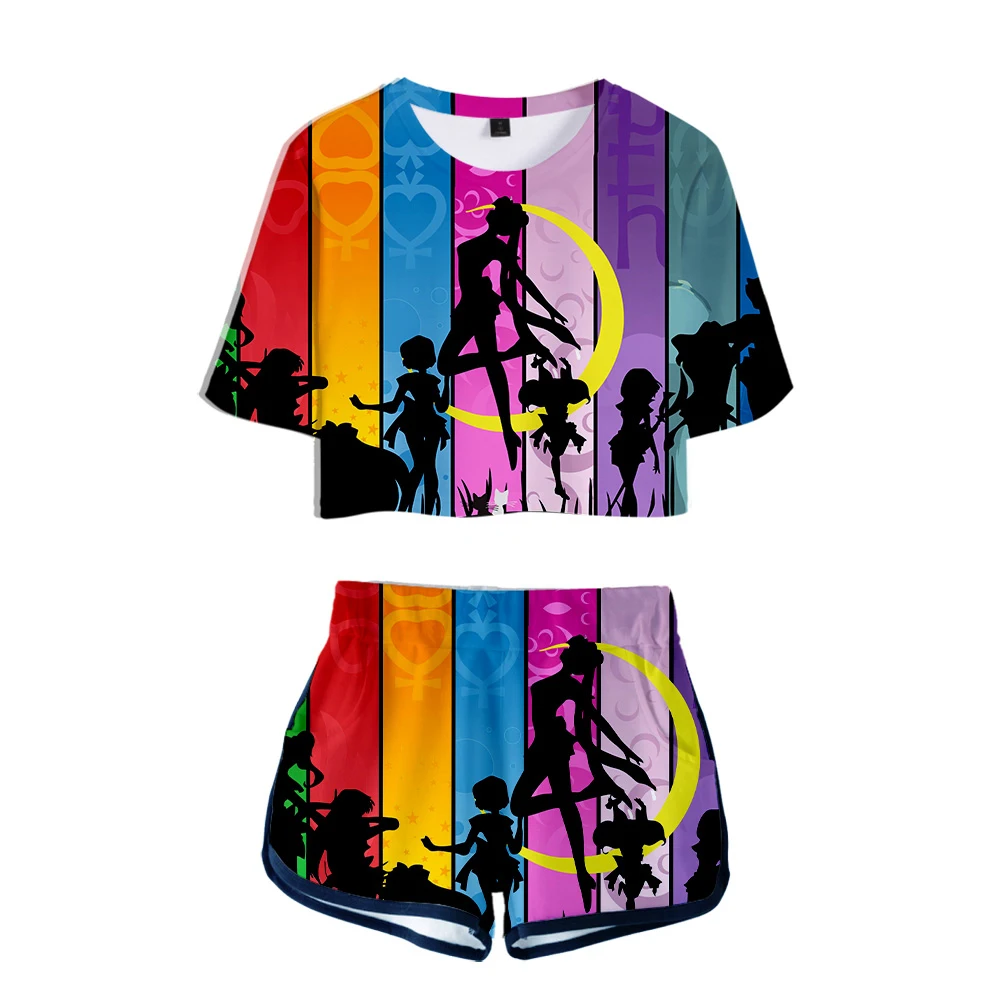 hot Casual tshirt Summer Kawaii Anime Cartoon Sailor moon sexy 3D T-shirt printing women's 3D fashion T-shirt + shorts two-piece
hot Casual tshirt Summer Kawaii Anime Cartoon Sailor moon sexy 3D T-shirt printing women's 3D fashion T-shirt + shorts two-piece