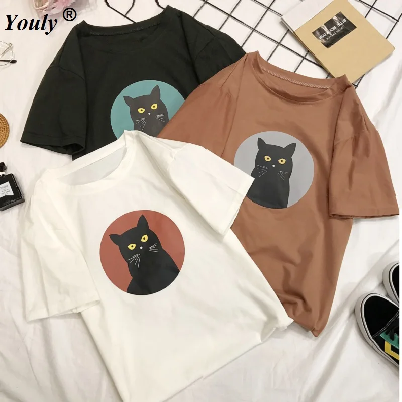 Harajuku Printed T-shirt Tops women Korean style t-shirt tee kawaii cat embroidery cotton tops shirt camiseta feminina hot sales
Harajuku Printed T-shirt Tops women Korean style t-shirt tee kawaii cat embroidery cotton tops shirt camiseta feminina hot sales