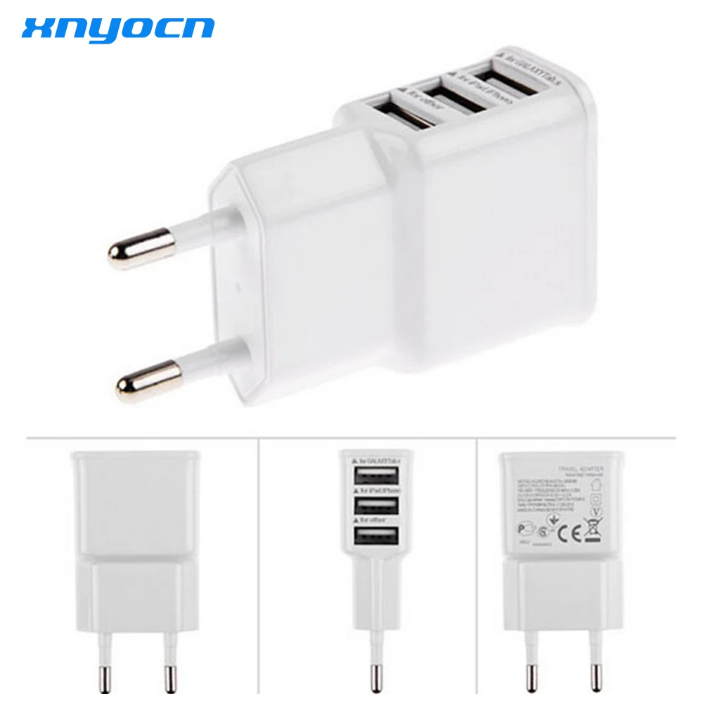 Mobile Phone Charger 3 USB Ports 5V 2.0A EU USA Plug Fast Charging Travel Wall Charge 3 Adapter for IOS Android Smartphone Tab
Mobile Phone Charger 3 USB Ports 5V 2.0A EU USA Plug Fast Charging Travel Wall Charge 3 Adapter for IOS Android Smartphone Tab